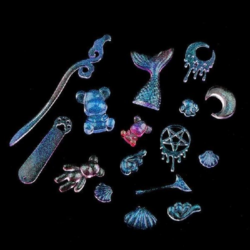 Огненная краска, печать, капельный клей, силиконовая форма, жестокий медведь, гипсовая кукла, кошачий коготь, абразивный жестокий медведь, жидкость, кулон с частицами воска