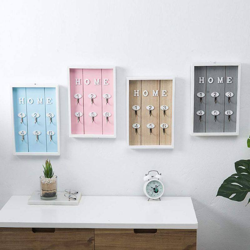 Nordic Wind In Door Clothing Cap Hook Key Hook Creative Wood Hung Hanger Finishing Containing Layer Shelf Decoration Wall-mounted Wall Decoration