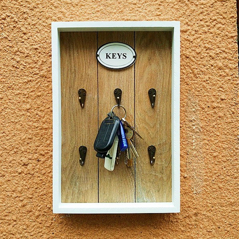 European retro-entry door decoration wall hanging wooden key box hook collection box creative cloak hook