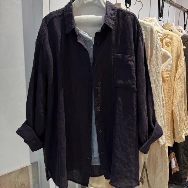 Gumuxi 65060 Authentic Mid-Length Plus-Size Casual Artistic Style Linen Long-Sleeve Shirt Layered Cardigan Top