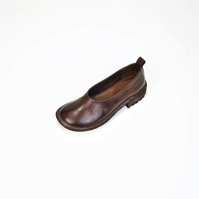 Western-Style Horsehide Loafers Casual Flat Shoes Ballet Low-Heel Summer Women's Slip-On Shoes