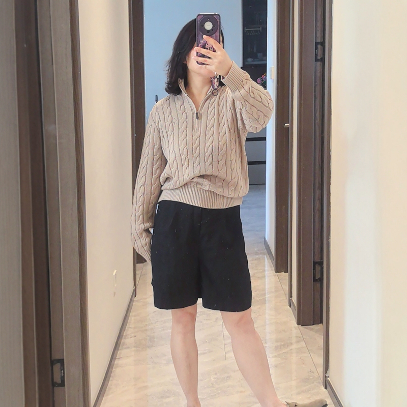 【Marina】Original Rl Classic Pony Logo Sweater, Vintage Half-Zip Cable Knit Sweater for Women
