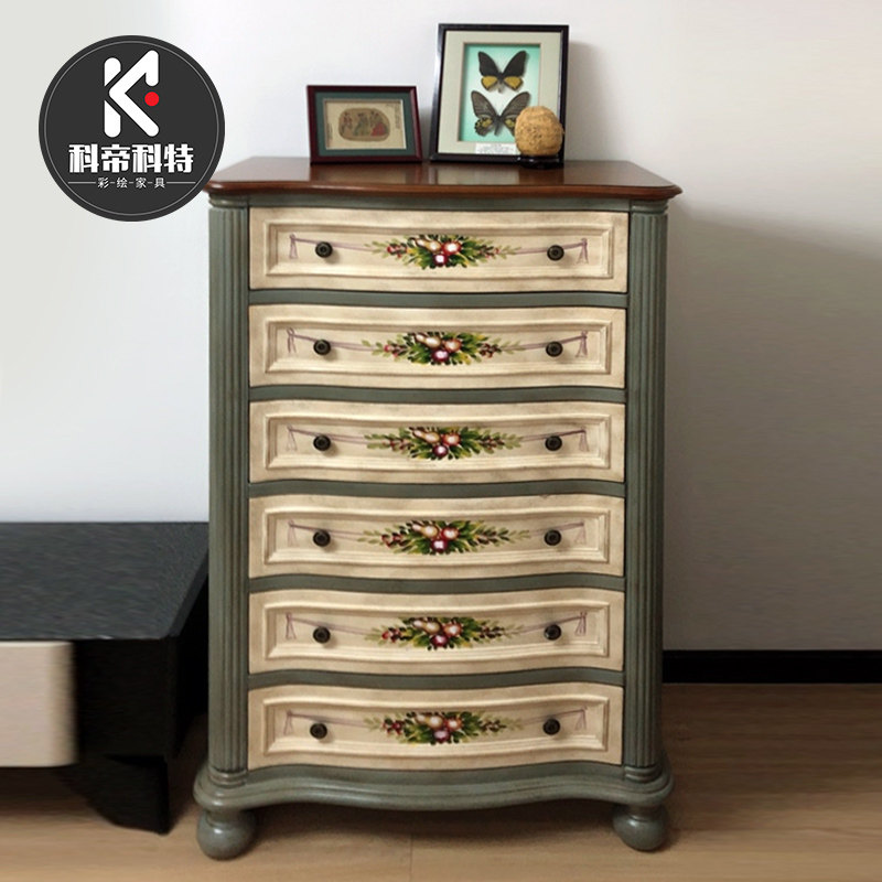 American solid wood bucket cabinet bedroom retro containing cabinet six bucket living-room cabinet drawer-type storage cabinet five-bucket cabinet