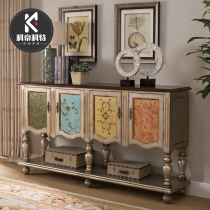 Light Extravagant Dining Side Cabinet Solid Wood Dining Room Color Painting Retro-Ancient Xuanguan Terrace Double Containing and finishing into the family Xuanguan Table