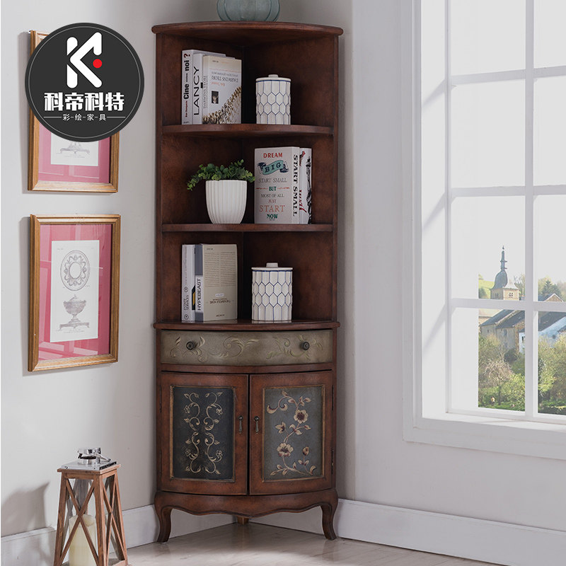 Kedi Kete rounded corner cabinet fan-shaped rack sofa corner cabinet living room multifunctional corner cabinet corner cabinet American style