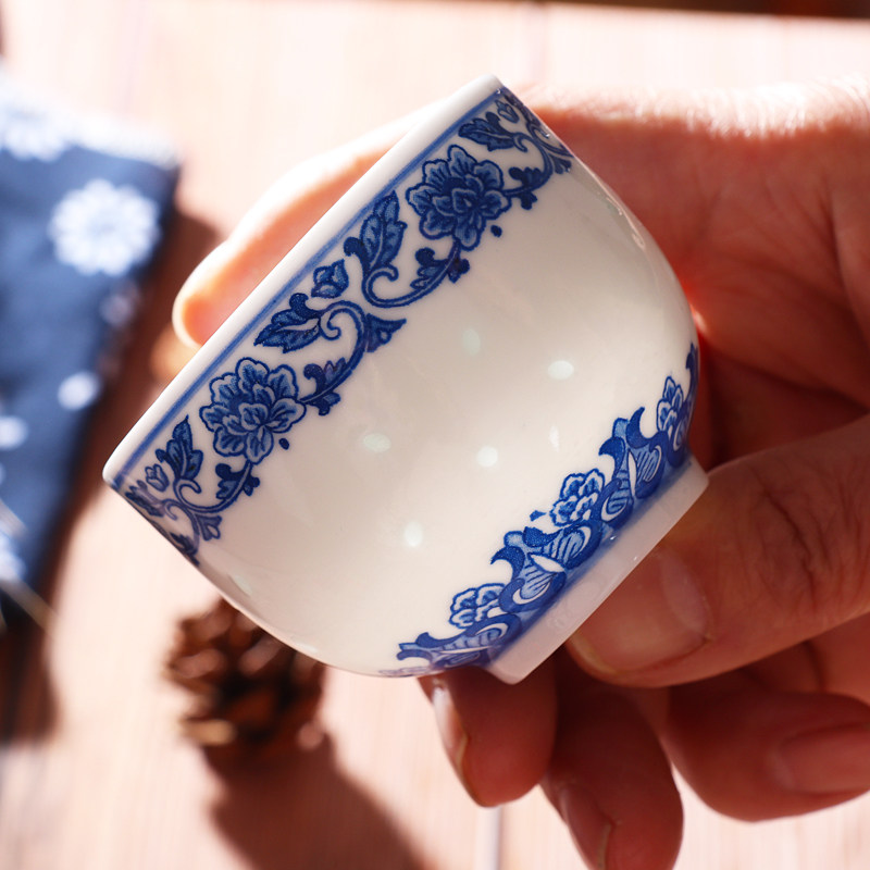 Jingdezhen Ceramic beer mug cup Qingflower Lingang no-cover water glass Wine Flush Porcelain Teapot Tea Cup can suit tea set-Taobao