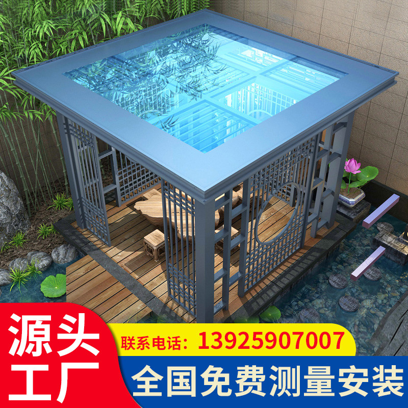 Aluminum Alloy Cool Kiosk Outdoor Patio Villa garden Sunshine New Chinese pavilions Outdoor Pavilions Outdoor pavilions Shading Rain Shed