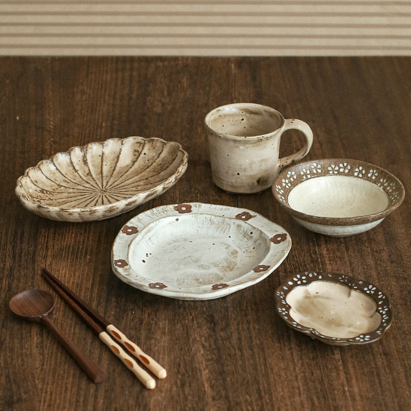 One-Person Dining Tableware Set Retro Stoneware Ritualistic Tableware, Plates, Dishes, and Rice Bowl Combination Set 017 One-Person Dining Tableware Set Retro Stoneware Ritualistic Tableware, Plates, Dishes, and Rice Bowl Combination Set 017