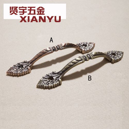 European style antique copper surface mounted front screw handle drawer integral cabinet wardrobe cabinet door palace door handle 043