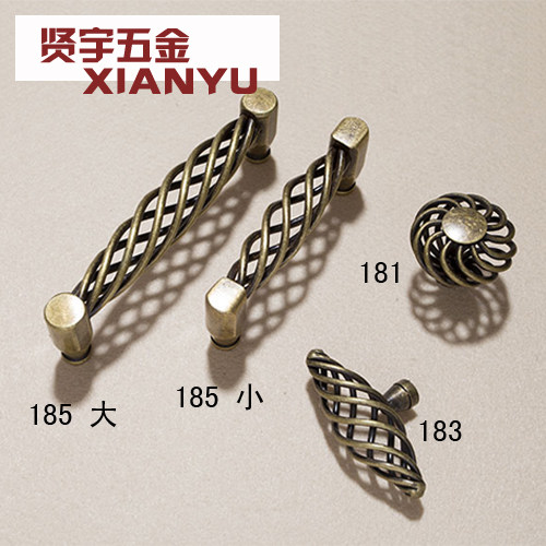Spiral birdcage handle overall cabinet European door handle modern handle antique wardrobe handle 181 183 185