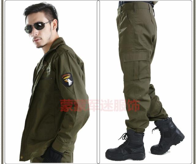 Bán buôn lĩnh vực vận chuyển quần áo nam thiết bị quân đội màu xanh lá cây 101 không quân phân chia lực lượng đặc biệt ngụy trang quần áo phù hợp với quần áo đào tạo - Những người đam mê quân sự hàng may mặc / sản phẩm quạt quân đội áo lót trắng bộ đội