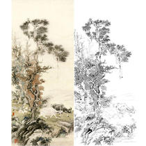 Gongbi painting white sketch background draft animal cow physical white paper print draft Hu Yifo-HY37