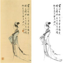 Gongbi painting white sketch background draft Traditional character lady physical white paper print draft Hu Yifo-HY23