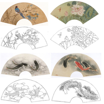 Meticulous painting drawing tracing physical printing high-definition fan flower and bird combination can be selected