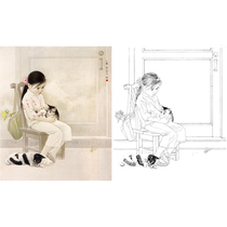 Meticulous painting White drawing physical printing Zhao Wuwei modern lady figure 66*79 with color picture 607T