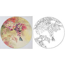Meticulous painting line drawing manuscript Sun Xis grape sketch copy physical printing draft 42*42 with color picture 553T