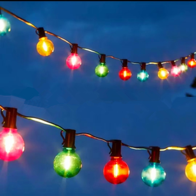G40 Retro Led Colorful String Lights Outdoor Waterproof Balcony Decoration Christmas New Year Holiday Atmosphere Decorative String Lights