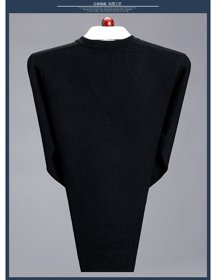 Áo len nam trung niên Playboy Áo len cổ chữ trung niên Bố tải áo len cashmere dày áo len nam quần áo thể thao