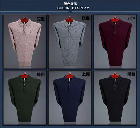 Sản phẩm mới mùa đông Playboy Áo len cashmere nguyên chất 100% nam trung niên áo len ve áo dày - Áo len Cashmere