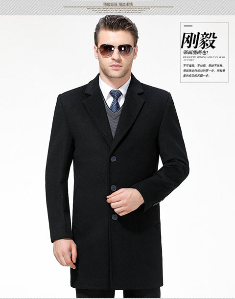 Mùa thu và mùa đông quần áo anh chàng cashmere áo kinh doanh bình thường nam trung niên len áo gió phù hợp với cổ áo khoác áo khoác thể thao