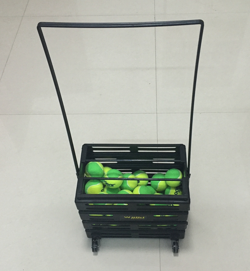 Plastic tennis ball pick-up basket with wheels Pick-up box Automatic pick-up basket can hold 75 balls