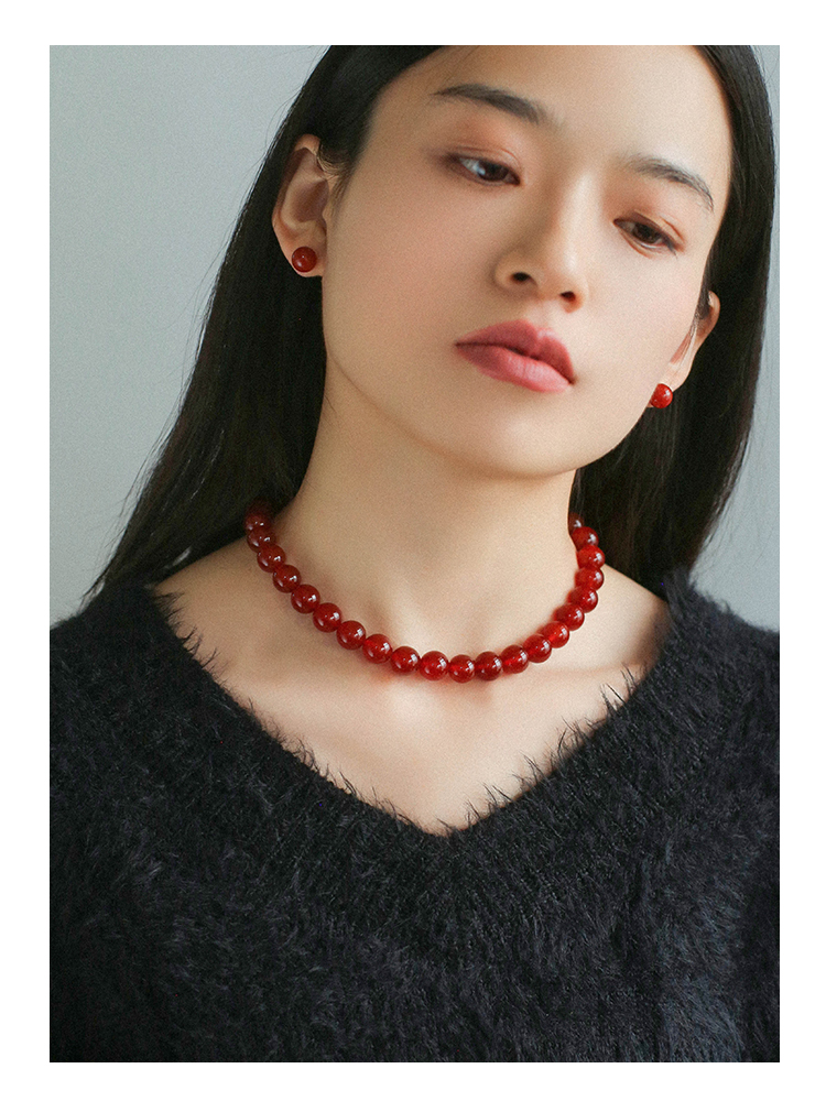 JEWELRY紅瑪瑙女小眾手工串珠