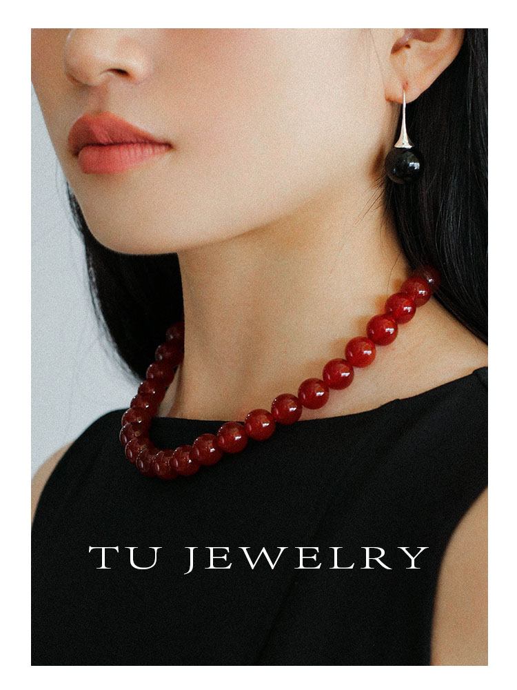 JEWELRY紅瑪瑙女小眾手工串珠