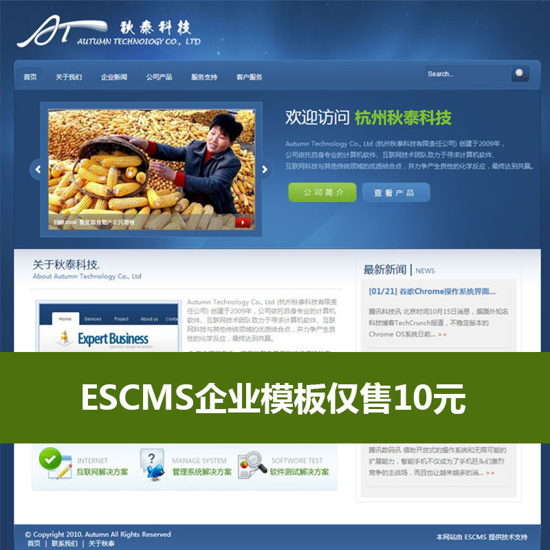 ESCMS Boutique Template only sells 10 yuan ASP website source code whole site template enterprise building site