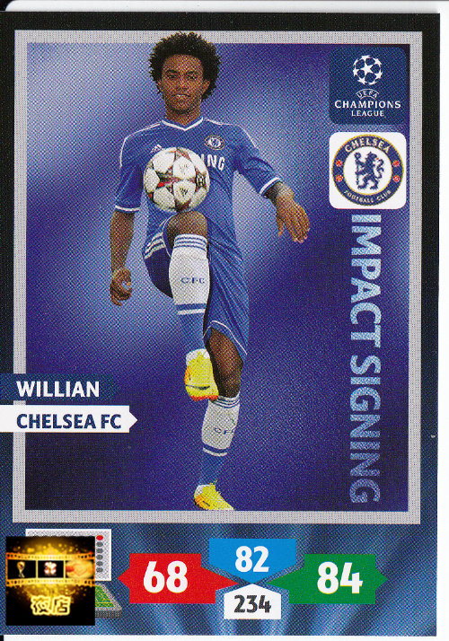 Panini panini 2013-14 Champions League star card Chelsea William Willian IS transfer player