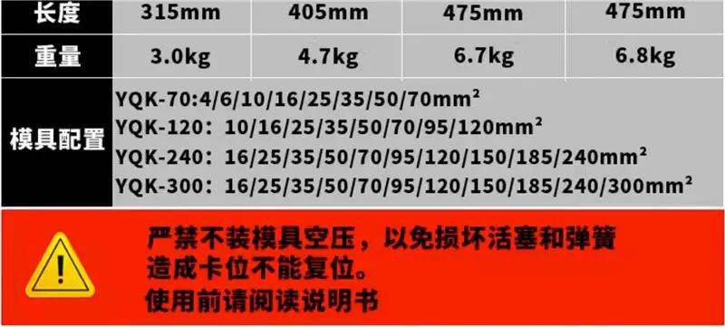 Kìm thủy lực Yuanyang Kìm uốn kìm thủ công kìm mũi đồng 70120240 Kìm đầu cuối khuôn đen Kìm thủy lực nhỏ