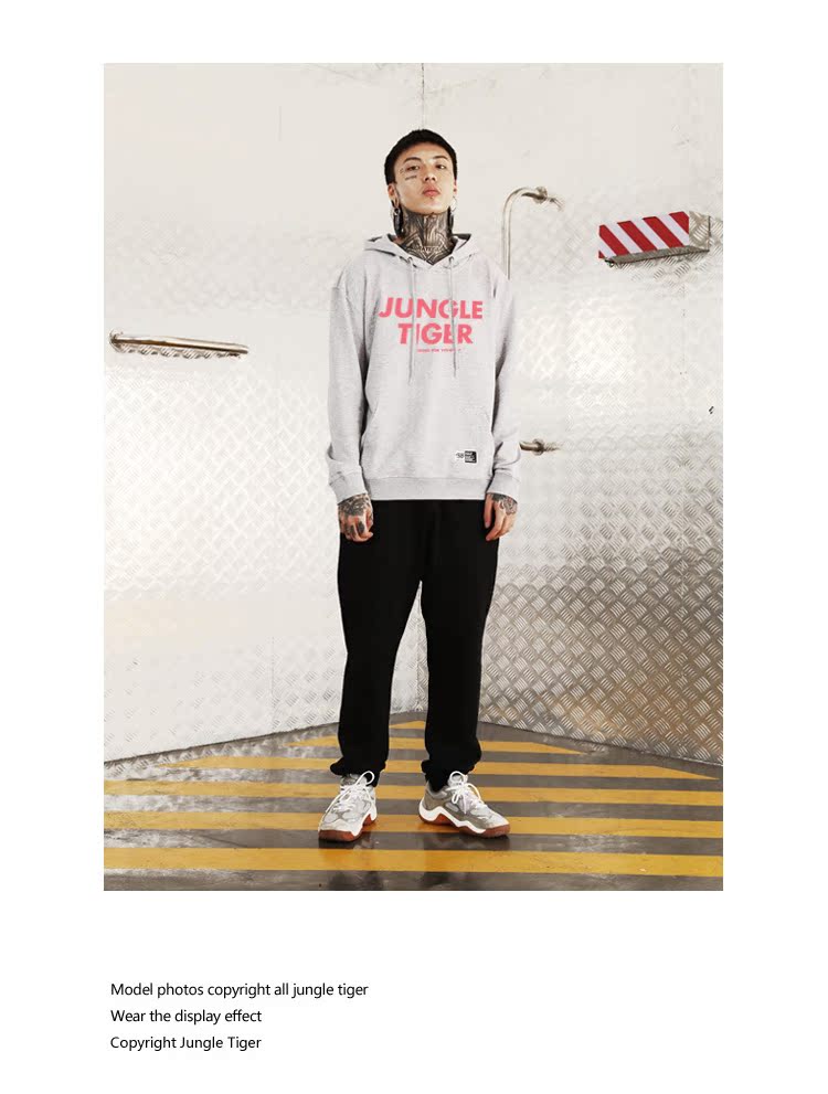 Jungle Tiger New Street Tide thương hiệu Áo khoác dài tay Đơn giản Sinh viên Hàn Quốc Áo dài tay Áo len cao cổ lỏng lẻo áo khoác nỉ form rộng