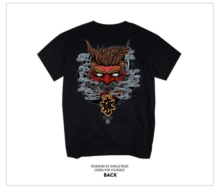 2018 Tiger Tiger thiết kế thủy triều chung thương hiệu áo thun Nhật Bản Harajuku graffiti hip-hop cotton ngắn tay BL05 áo thun nam tay ngắn đen