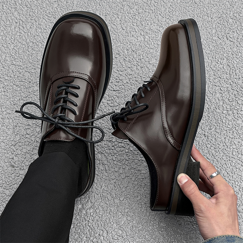 Brown Leather Shoes for Men, Genuine Leather Business Formal Derby Shoes, Mules, Slip-On Birkenstock Shoes, Fitted Leather Slippers