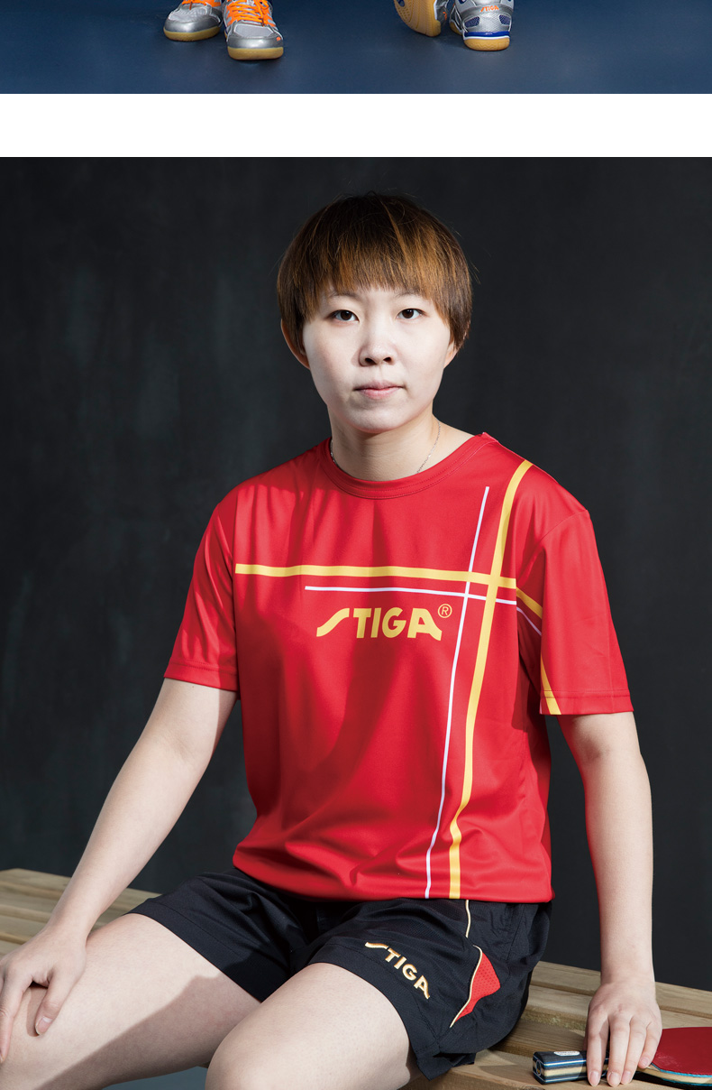 STIGA Stefan Kasika table tennis quần áo của nam giới bóng bàn đào tạo phù hợp với thể thao ngắn tay T-Shirt thoáng khí quần short mua bàn bóng bàn