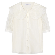 Shivan Lelaysel white embroidered doll collar shirt 2024 summer new style chic shirt western style French top