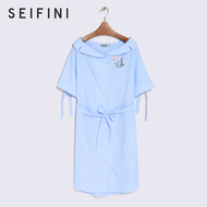 Cùng một phần của những bài thơ Fan Li 2017 Mùa Hè mới hoa thêu Ve Áo ngắn tay dress 3170532393042