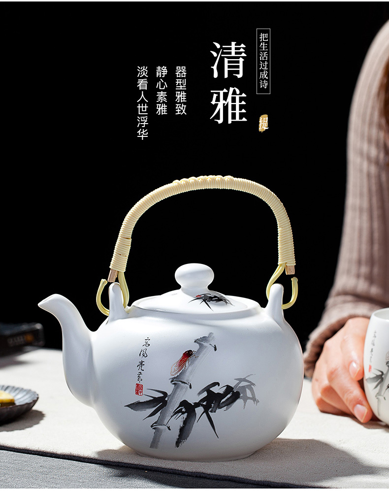 Jingdezhen ceramic tea set suit household contracted and I sitting room cool filter teapot teacup girder pot kettle