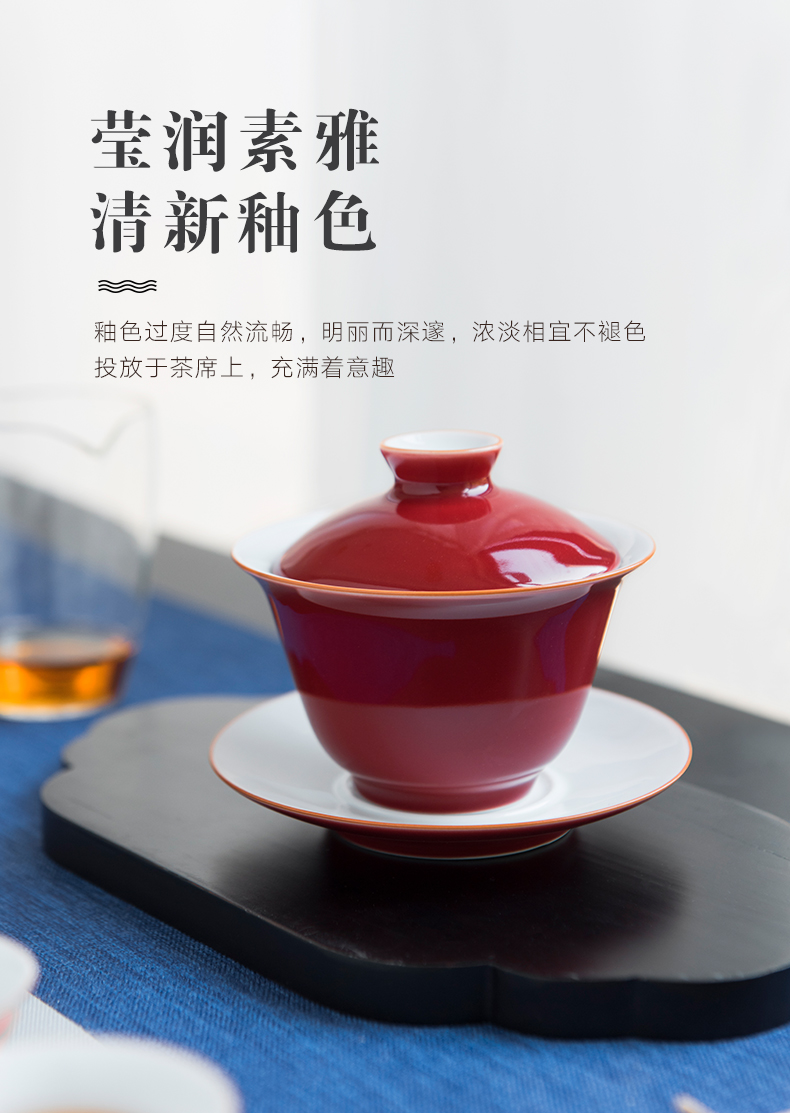 Jingdezhen kung fu tea tea bowl large 3 to sweet white color glaze tureen individual cups is not hot