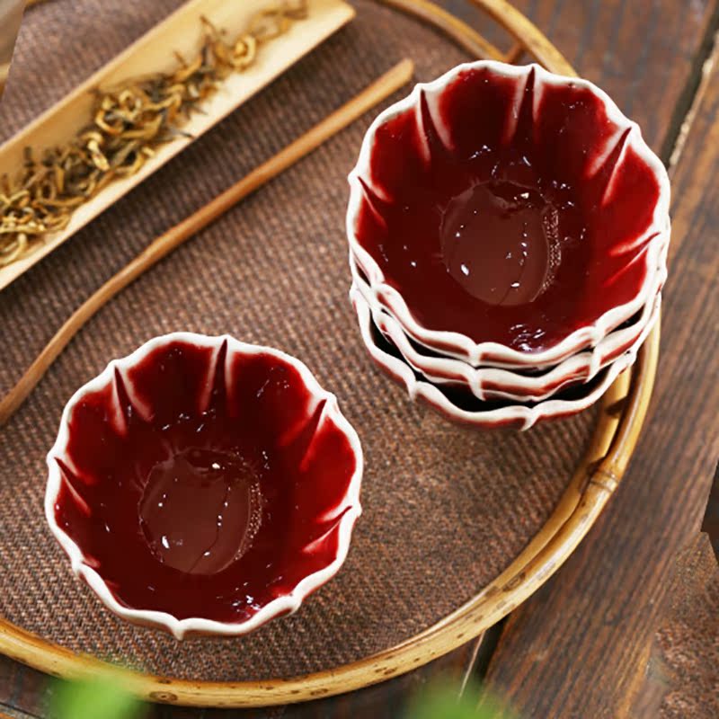Undressed ore ruby red glaze jingdezhen ceramic cups kung fu tea tea, pure manual single cup sample tea cup master CPU