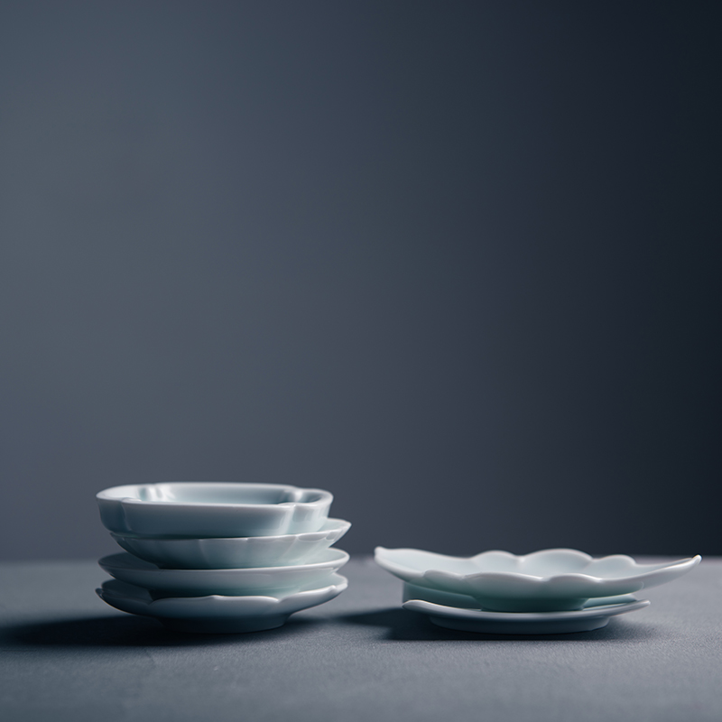 Ceramic film blue cup mat cup mat Japanese manual cup tea accessories six zen tea saucer base