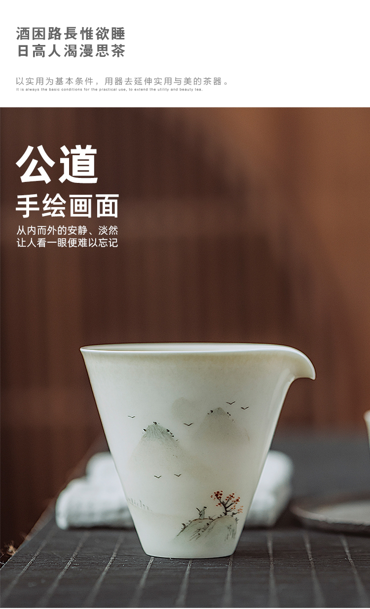 Jingdezhen hand - made scenery figure set of plant ash tea tureen manual set of kung fu tea tea