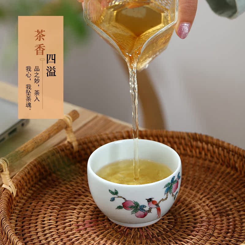 Jingdezhen ceramic powder enamel creative hand - made of pu 'er tea cups household glass and single cup cup kung fu