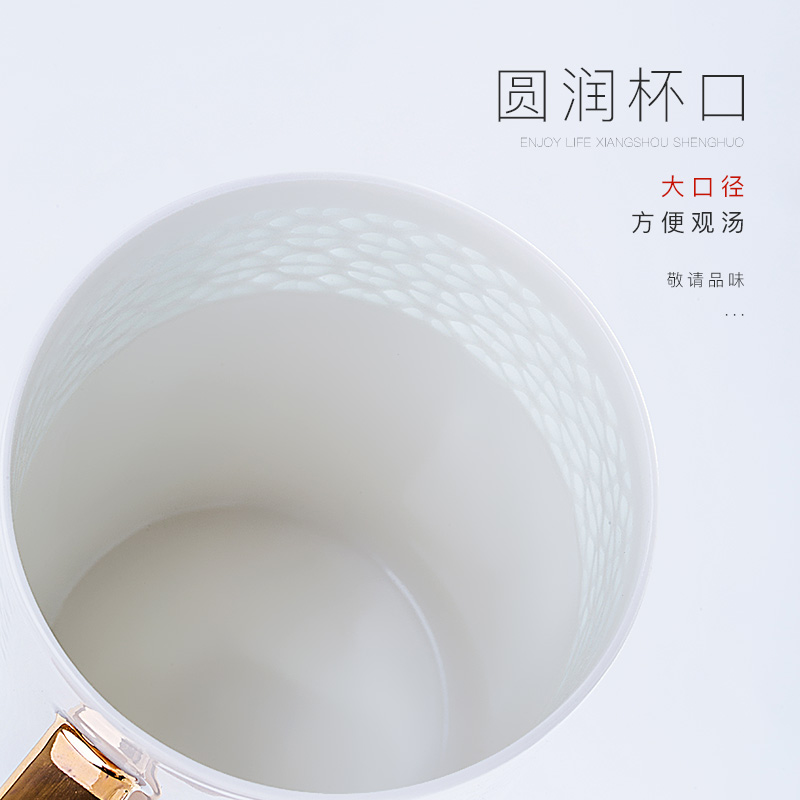 Jingdezhen hollow out the see colour ceramic cups and exquisite manual office cup household drinking water cups white porcelain mugs