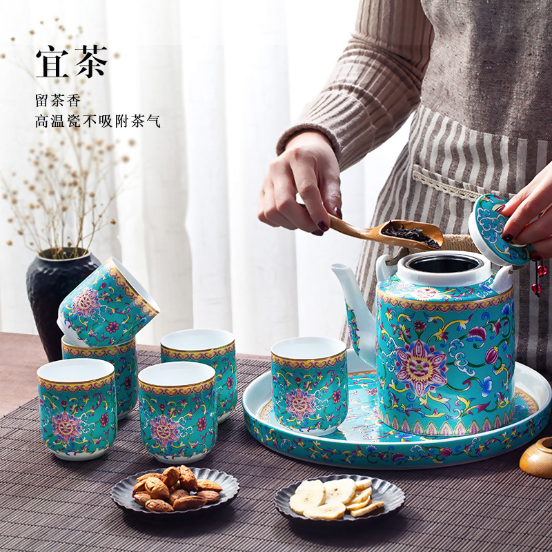 Cool ceramic kettle pot set home old archaize high - temperature large capacity of the teapot colored enamel kettle