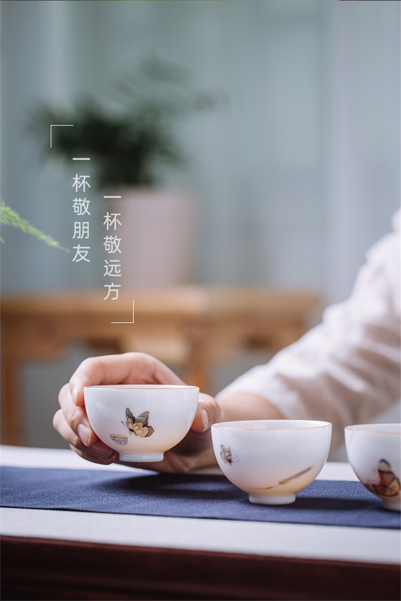 Jingdezhen master cup of pure hand - made single CPU checking sample tea cup white porcelain tea cups a single large household