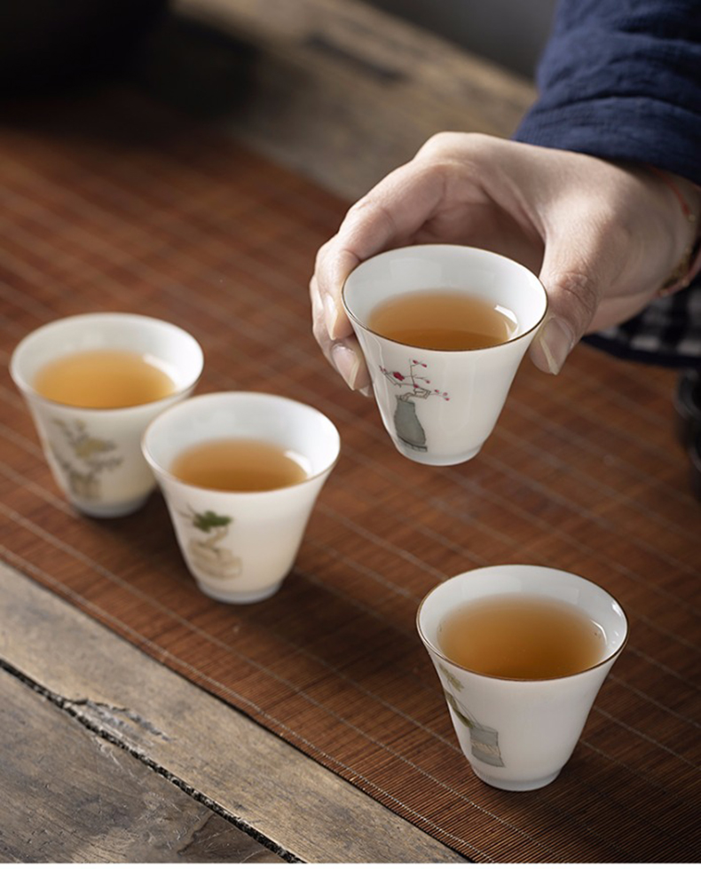 The Master cup single CPU jingdezhen hand - made ceramic tea sample tea cup single small white porcelain cups, kung fu tea set