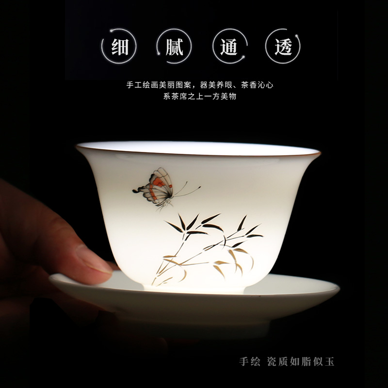 Jingdezhen hand - made ceramic kung fu tea set suit household tureen master cup sample tea cup tea set a complete set of gift boxes