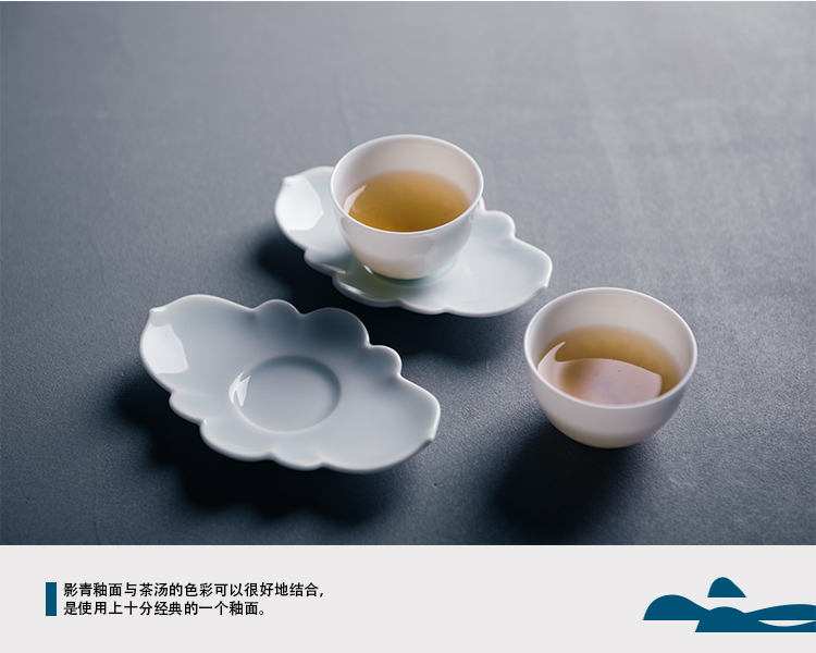 Ceramic film blue cup mat cup mat Japanese manual cup tea accessories six zen tea saucer base