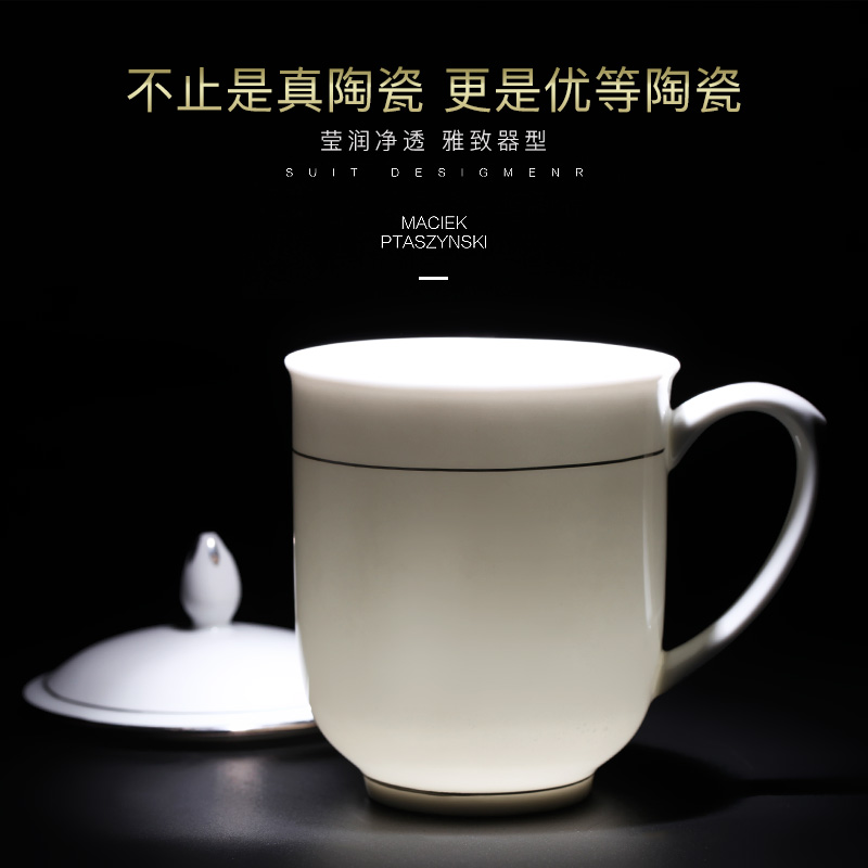 Jingdezhen ceramic teacups hand - made up phnom penh office cup with cover domestic large capacity custom glass tea cup