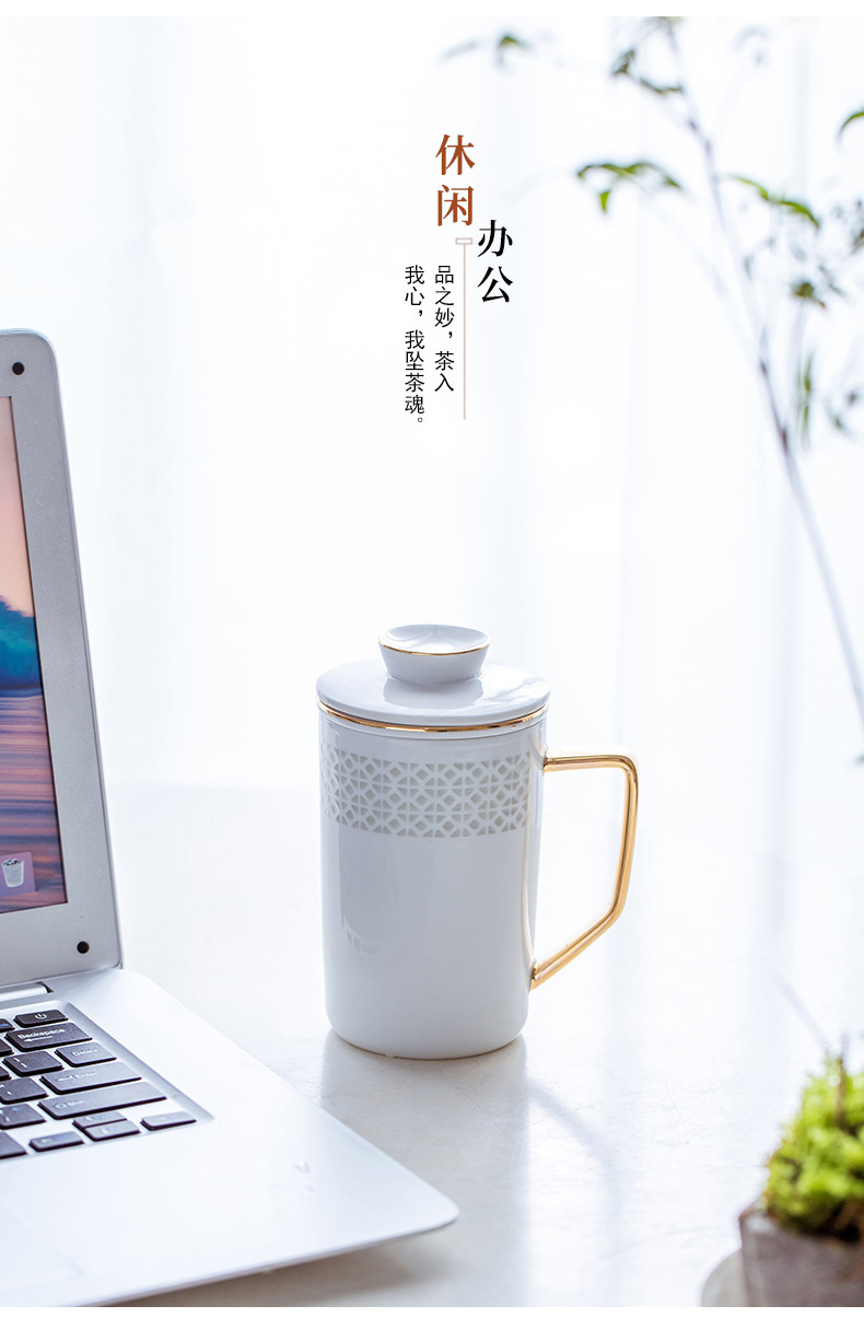 Jingdezhen hollow out the see colour ceramic cups and exquisite manual office cup household drinking water cups white porcelain mugs